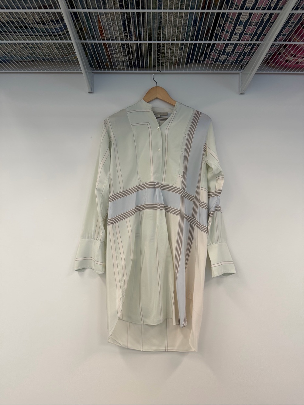 Vanessa Bruno Pale Mint and Cream Striped Mini Dress